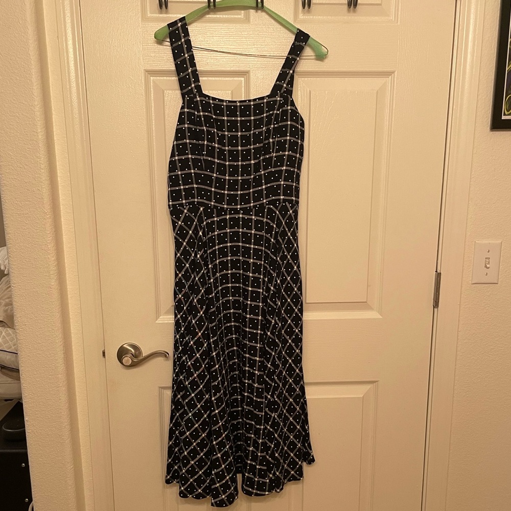 MIDI 1901 Navy and white Polka dot/checkered dress size 6
